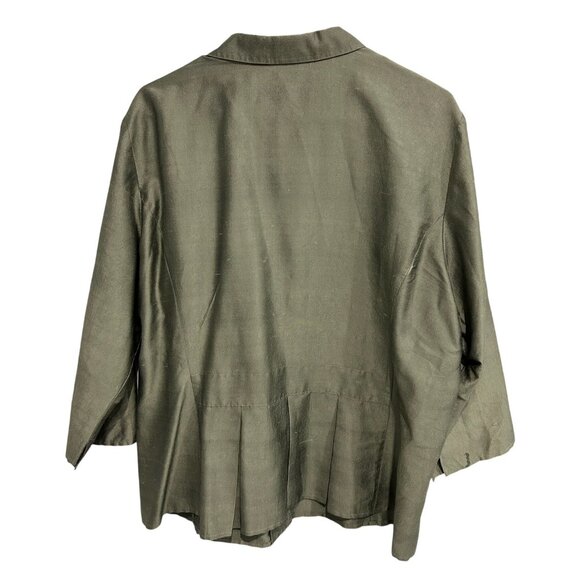 J. Jill Womens 100% Silk Blazer Jacket Size 18 Olive Green - Picture 2 of 9
